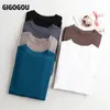 Tricots pour femmes Tees GIGOGOU S-3XL Femmes Pull de base 95% Coton Pull Top Tee-shirt Chic À Manches Longues Femme Jumper Slim Fit T-shirts 231011