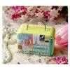 Storage Boxes & Bins 1Pc 7.5X5.5X3.5Cm Europe Style Vintage Suitcase Shape Candy Storage Box Wedding Favor Tin Sundries Organizer Cont Dhei4