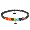 Strand moda 7 chakra pulseiras pedra natural 4mm frisado pulseiras para homens mulheres cura orar yoga reiki pulseira artesanal jóias