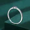 Bröllopsringar Enkel äkta S925 Silverring för kvinnor Ametyst Single Row of Diamond Zircon Engagement Valentine S Day Gift Jewelr 231005