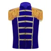 Jackets Kids Halloween Circus Showman Military Drummer Costume Sleeveless Gold Fringe Epaulet Vest Waistcoat For Cosplay Performance