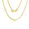 Chaînes Real Pure 999 24K Chaîne en or jaune Femmes Lucky Gift Blé Square Wide O Link Collier 40-50cm