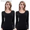 Women's Thermal Underwear Woman Thermal Underwear Winter Fleece Warm Tops Long Sleeves Shirt Seamless Body Shaper Thin Round Neck Bottoming ThermalsL231005