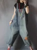 Kobiety Jumpsuits Rompers luźne duże rompers Kobiet kombinezonu Spring Spring swobodne paski dżinsy kombinezonowe vintage projekty dżinsowe spodnie w lupgy dungareesl231005