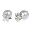 Boucles d'oreilles étalon brillant des strass perles pour les femmes Personnalité Double côtés oreilles filles fête de mariage bijoux brincos