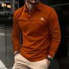 Polos para hombre que venden camisa polo informal de manga larga con estampado de moda ropa de calle 231005