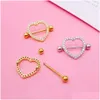 Nipple Rings 1Pc Titanium Barbell Nipple Piercing Inlaid Zircon Breast Rings For Women Sexy Body Jewelry Drop Delivery Dhyni