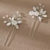 Hårklipp blomma hårnålar sida enkla uformade pinnar strass blommor huvudstycke pärlbonad brud bröllop smycken