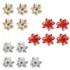 Décorations de Noël 15 pcs artificiales para or poussière fleurs flash tissu