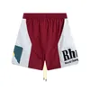 2023 Trendy Brand Designer Mens Shorts Rhude Sunset Letter Printed Hip Hop Mens and Womens Casual Sports Fifth Pants European S-xl