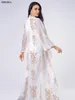 Basic Casual Dresses Siskakia Sequins Embroidered Abaya Dress For Women Moroccan Kaftan Turkey Arabic Jalabiya White Islamic Ethnic Robe Eid 231005