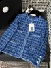Women's Jackets designer 2023 Autumn New Style Celebrity Little Fragrance Casual Blue Tweed Round Neck Coat for Women 8ELI