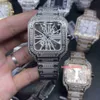 Heren New Ice diamanten horloge skelet doorzichtige wijzerplaat horloge zilveren roestvrijstalen kast horloges quartz uurwerk 243m