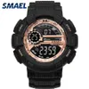 Спортивные часы Камуфляжный ремешок для часов Smael Мужские часы 50 м Водонепроницаемые шоковые часы Мужские светодиодные 1366 Цифровые наручные часы Военные Q0248D