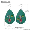 Dangle Kroonluchter Kerstboom Sneeuw Hert Ontwerp Pu Leer Dangle Oorbel Sieraden Voor Dames Meisjes Mode Vakantie Cadeau Drop Delive Dhich