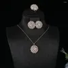 Ketting Oorbellen Set Elegante Glanzend Hoge Kwaliteit Zirconia Sieraden Voor Dubai Vrouwen Ring Oorbel Gift S433