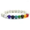 Strand 8mm Zeven Chakra Levensboom Charms Kleurrijke Lavasteen Kralen DIY Essentiële Olie Diffuser Armband Yoga Sieraden