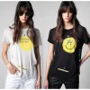 Zadig Voltaire Womens Designer Tシャツ夏のファッションCottonladies TシャツZVモノグラムラウンドネック半袖女性ティーカジュアル