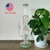 Hookah-Style Bong 14.6 Inches Jade Green Swiss Perc 18mm Female Joint