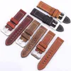 Handmade Cowhide bands 22mm 24mm Men Women Brown Black Red Genuine Leather Band Strap Belt Stainless Steel Buckle H220419307B