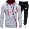 Survêtements pour hommes nouveau pull à capuche pull pour hommes costume de sport fermeture éclair diagonale vêtements de sport décontractés ensemble deux pièces T231005