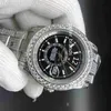 Full Diamond SKY Watch 40MM Luxury Iced Out Watch Automatic Men Silver Stainless case black face Waterproof Stainless Set Diamond236s