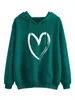 Dameshoodies Sweatshirts Lente en herfst hartvormige hoodie losse casual zak met lange mouwen off-shoulder 231005