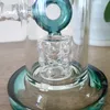 13.9-Inch Lake Blue Hookah-Style Glass Bong with Swiss Perc and 18mm Female Joint
