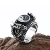 Küme halkaları punk yin yang taiji vintage gümüş renk etnik moda ejderha pençe metal yüzüğü erkekler için retro mücevher bague2703