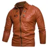 Herren Pelz Herren Motorrad Lederjacke Multi-Button Kragen gewaschen Größe M-3XL