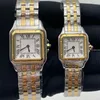 Frauen Hohe Qualität 22*30/27*37 MM Zifferblatt Gold/Sier Edelstahl Quarz Dame Uhr Rose Gold Band Iced Out Saphir High-end Elegante Armbanduhr Montre De Luxe