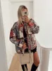 Dames Bont Faux Herfst Retro Bloemenprint Katoenen Jas Dames Single Breasted Losse Lange Mouw Jas 2023 Winter Casual Straat Dame Bovenkleding 231005