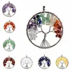Tree of Life Necklace 7 Chakra Stone Pärlor Natural Amethyst Sterling-Silver-jewelry Choker Choker Pendant Neckor for Women Gift245s