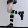 Women Socks Christmas Striped Warm Leg Warmer Red Green Color Foot Cover Knitted JK Calf Japanese Street Hip Hop Stocking