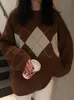 Kadın Sweaters Kadınlar Knocation Sweater Moda Büyük Boyutlu Külotlar Kış Kış Gevşek Kazak Kore Kolej Tarzı Kadın Jumper Sueter Mujer 231005