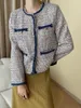 Women's Jackets Autumn Winter Denim Contrasting Woven Tweed Fragrant Jacket Female Woolen Coats