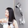 Bathroom Shelves Lazy Hair Dryer Stand Hands-free Fixed Wall Shower Shelf Hair Dryer Shelves Storage Bathroom Accessories Without Drilling Tools 230926