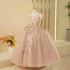 Crianças menina casamento flor meninas vestido de renda brilhante pérolas fantasia natal princesa festa concurso vestido formal baile de formatura bebê meninas pageant vestido crianças vestidos de aniversário