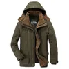 Men s Down Parkas 2023 Men Winter Parka Fleece fodrad tjock varm huva päls krage male lapp ficka bomullsjacka ropa de algodn 231005