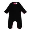 Rompertjes Baby romper footies zwart velours geribde rug kinderkleding lange mouwen geribde overalls babyjongen en meisjeskleding winter romper 231005