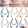 Näsringar tappar 1 st nytt rostfritt stål falska näsringar bågar hoop septum ringar colorf mode kropp piercing smycken droppleverans dhyde