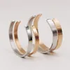 Luxury Simple Style Lover Couple Jewelry Stainless Steel Rose Gold Color Bracelets Bangles For Women Men Cuff Open Bangle B009261b