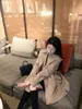 TB01 여자 트렌치 코트 가을 패션 슬리브 스트라이프 디자인 오버 코트 캐주얼 간단한 클래식 여성 긴 코트
