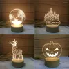 Luzes noturnas Resin Art Round LED Display Base Pedestal Cristal De Madeira Iluminado Stand Light
