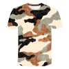 T-shirts pour hommes 2023 série de camouflage européenne et américaine T-shirt impression numérique 3D doré à manches courtes haut tendance