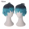 Parrucche Cosplay Luka Couffaine Parrucca Cosplay Corta Nera Blu Capelli sintetici resistenti al calore Parrucche Cosplay Anime Protezione per parrucca 231005