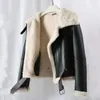 Womens Fur Faux Motor Motorwear streetwear biker shearling Coat Win Winter Eco Eco Natural Wool Pilot Jacket Stuct Over Over Coat Female 230928