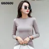 Tricots pour femmes Tees GIGOGOU S-3XL Femmes Pull de base 95% Coton Pull Top Tee-shirt Chic À Manches Longues Femme Jumper Slim Fit T-shirts 231011