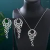 Halsband örhängen set Godki Big Fashion Luxury Round Bubble Earring Set For Women Wedding Party Full Zircon Dubai Bridal Jewelry