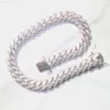 Catena cubana Hip Hop in argento sterling 925 con certificato Vvs Gra bicolore da 19 mm per uomo